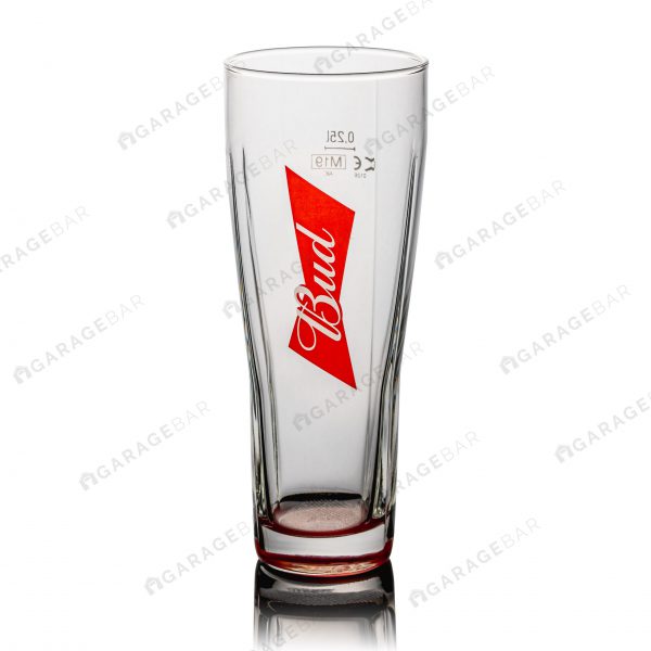 Budweiser Red Base Half Pint Beer Glass