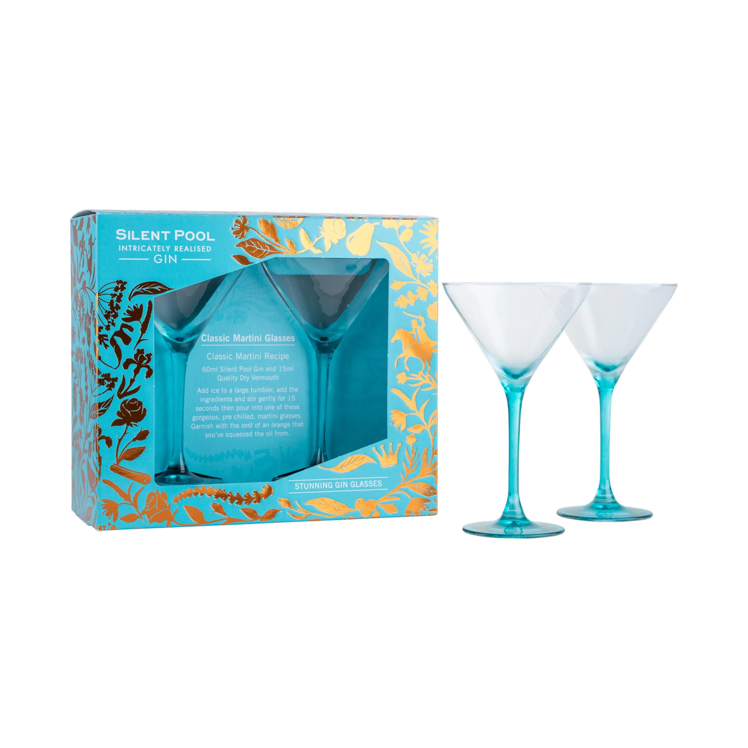 Silent Pool Gin Martini Glasses Gift Set